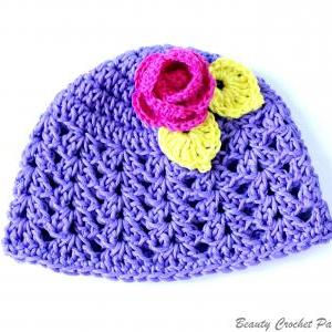Crochet Pattern Summer Girl Hat With Flower,..