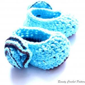 Crochet Shoes With Tea Rose Pattern Newborn..