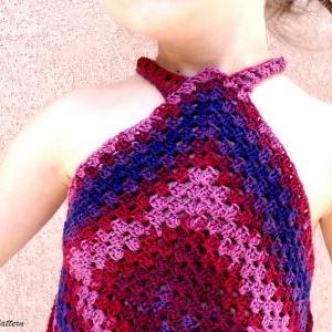 Crochet Pattern Girl Beach Top, Easy Grannysquare..