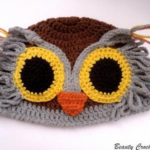 Crochet Pattern Owl Hat, Crochet Baby Hat Pattern..