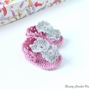 Crochet Pattern Baby Flip Flop Girl Sandals,..