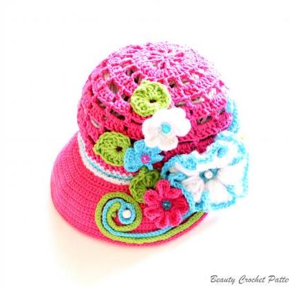 Crochet Newsboy Hat Pattern, Crochet Newsboy Visor..