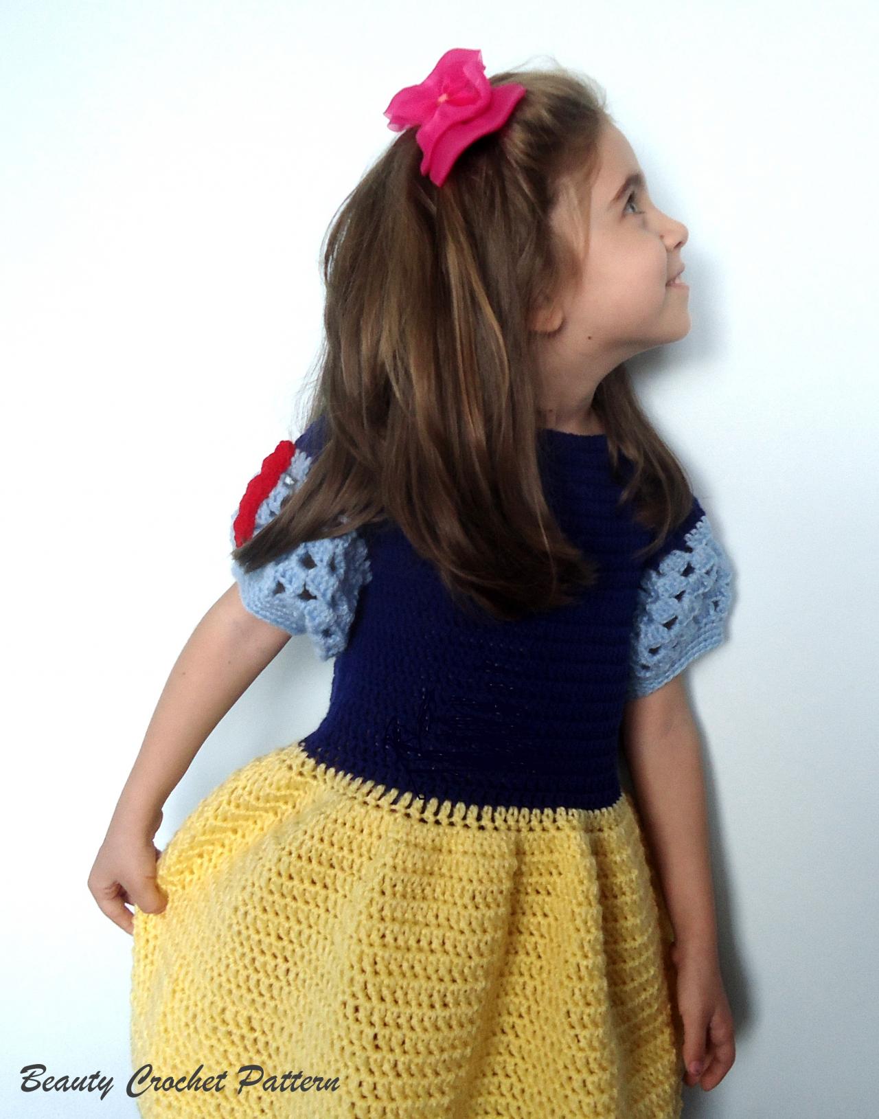 Princess Snow White Crochet Dress Pattern,snow White Baby Photo Prop,princess Crochet Dress Pattern
