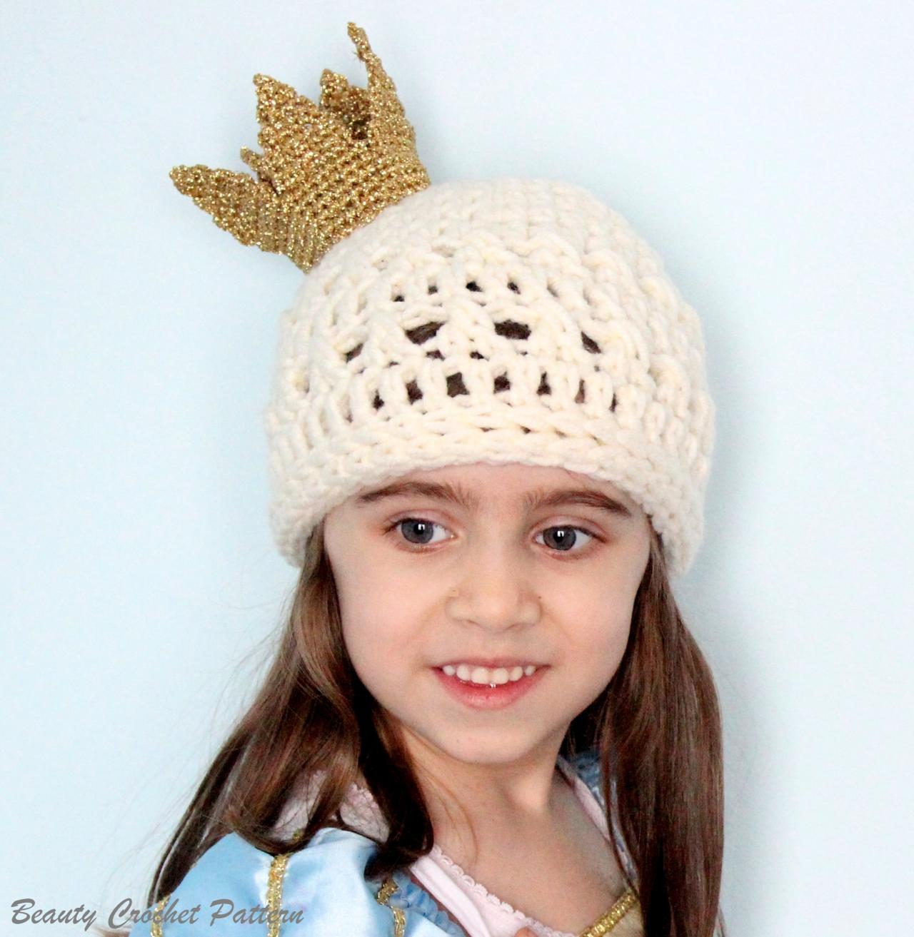 Crochet Queen's Hat Pattern, Newborn-adult Size, Crochet Princess Hat Crochet Hat Pattern With Crown