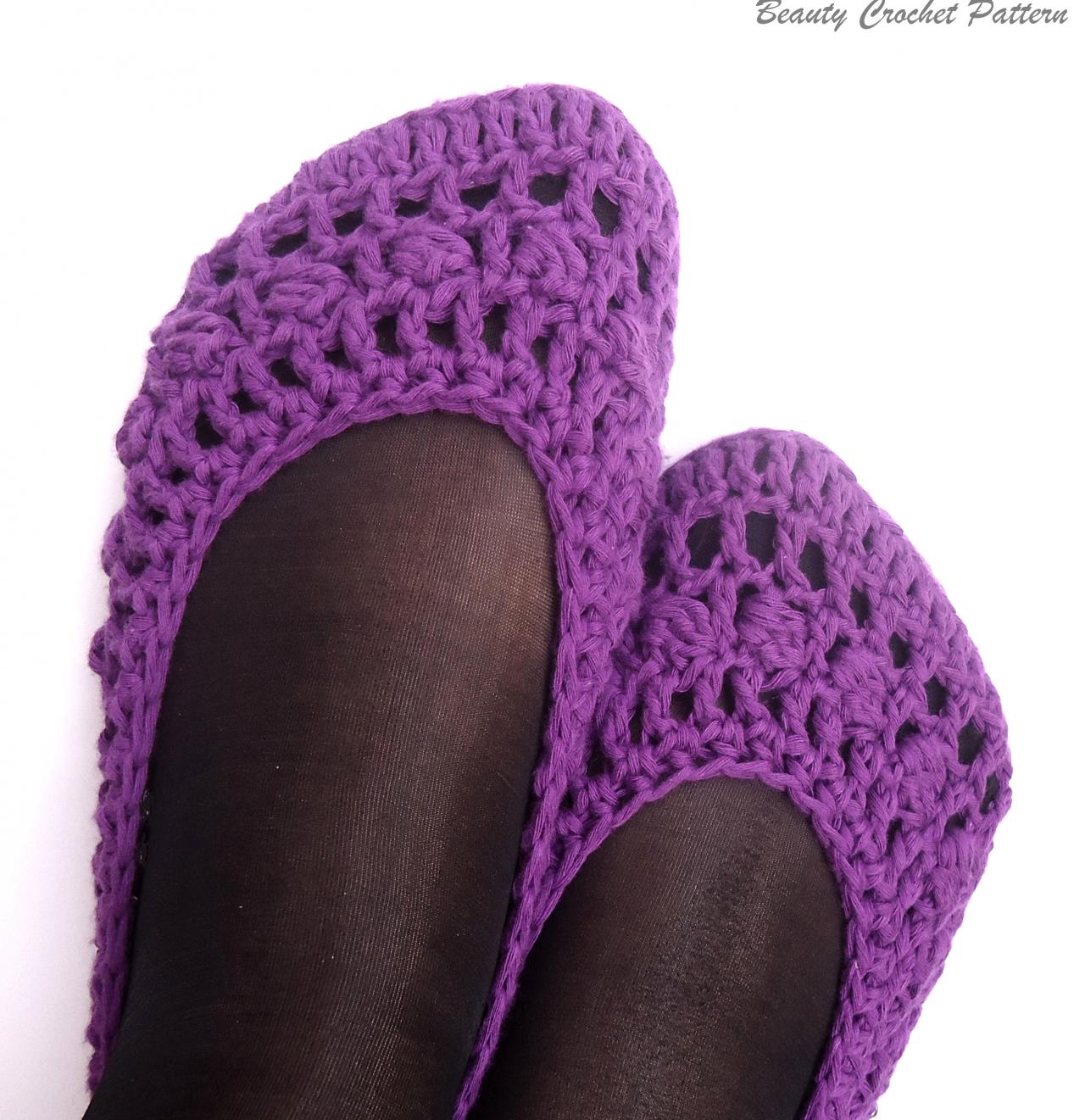 Women's Purple Crochet Shoes Pattern, Crochet Slippers Pattern,teen Slippers Pattern,women Houseshoes Pattern