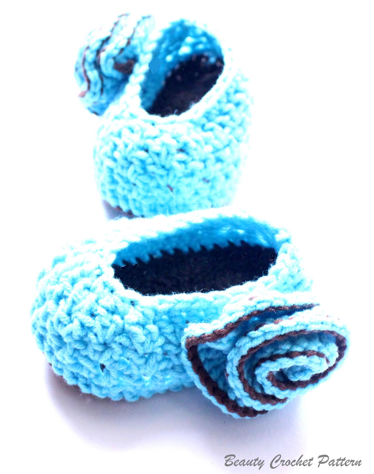 Crochet Shoes With Tea Rose Pattern Newborn Toddler Child Sizes