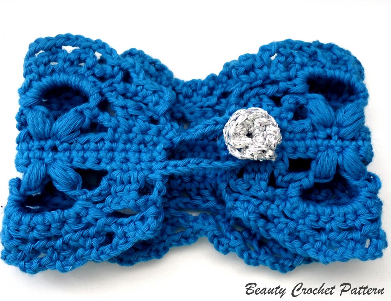 Lace Crochet Bracelet Pattern With Crochet Button,blue Crochet Bracelet, Crochet Jewelry Bracelet, Crochet Cuff, Crochet Cozy