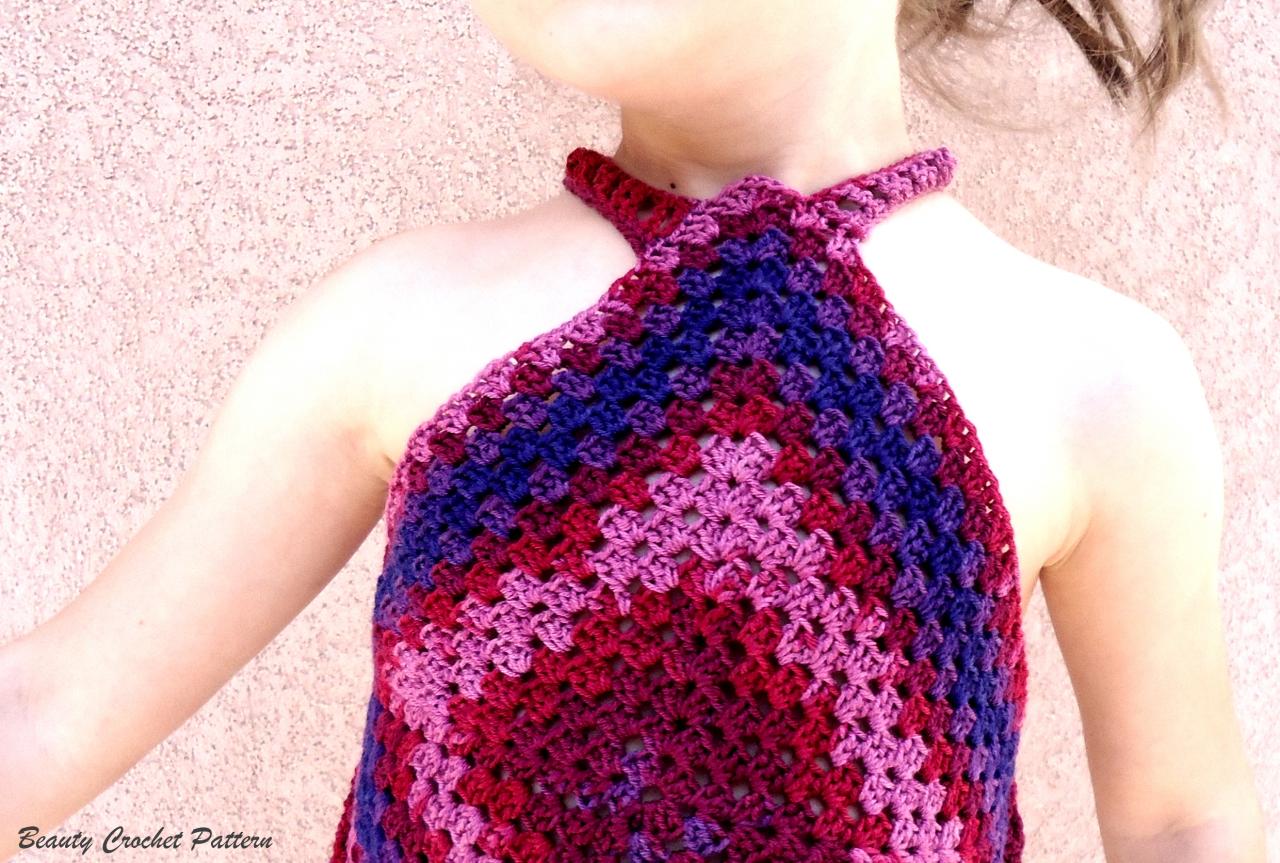 Crochet Pattern Girl Beach Top, Easy Grannysquare Top Pattern