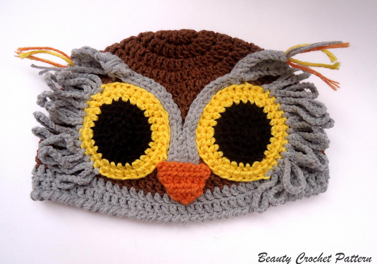 Crochet Pattern Owl Hat, Crochet Baby Hat Pattern Crochet Child Hat Pattern, Owl Crochet Beanie