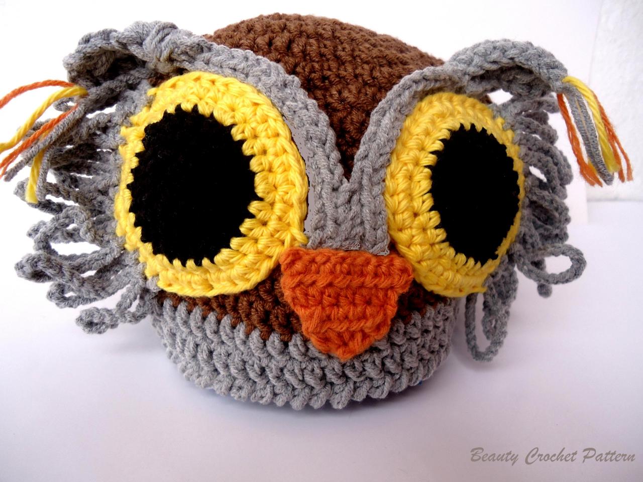 Crochet Pattern Owl Hat, Crochet Baby Hat Pattern Crochet Child Hat