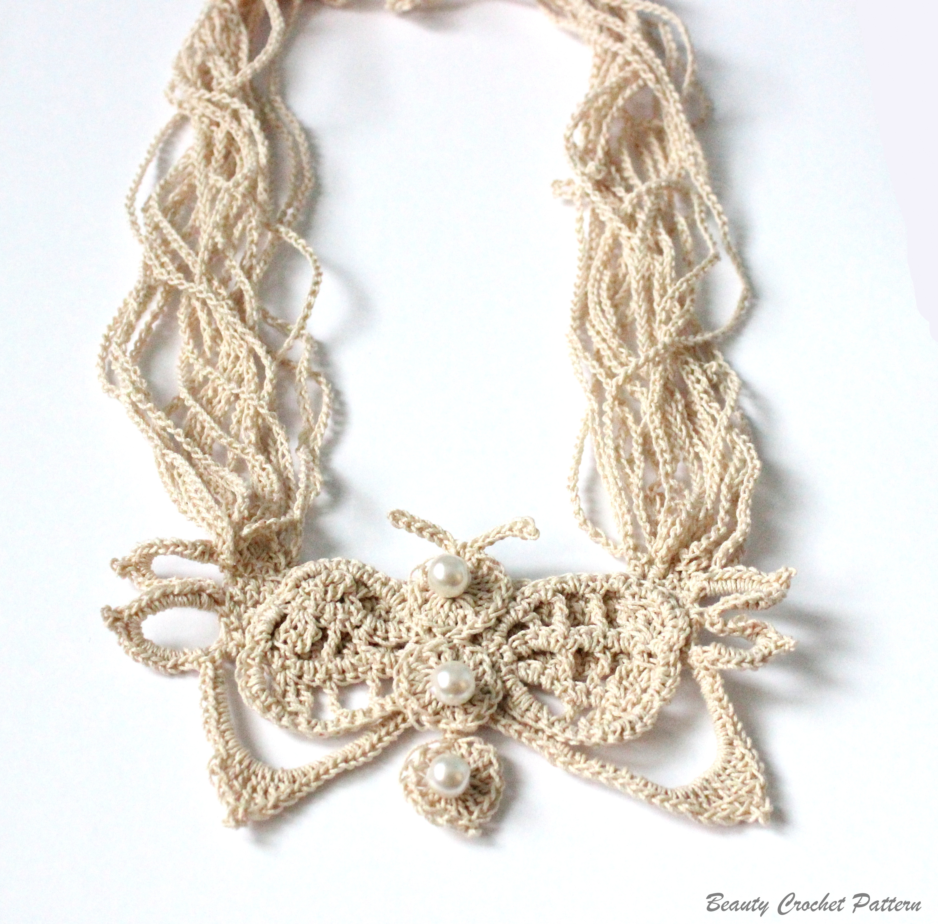 Crochet Pattern Butterfly Necklace Crochet Stand Necklace Pattern